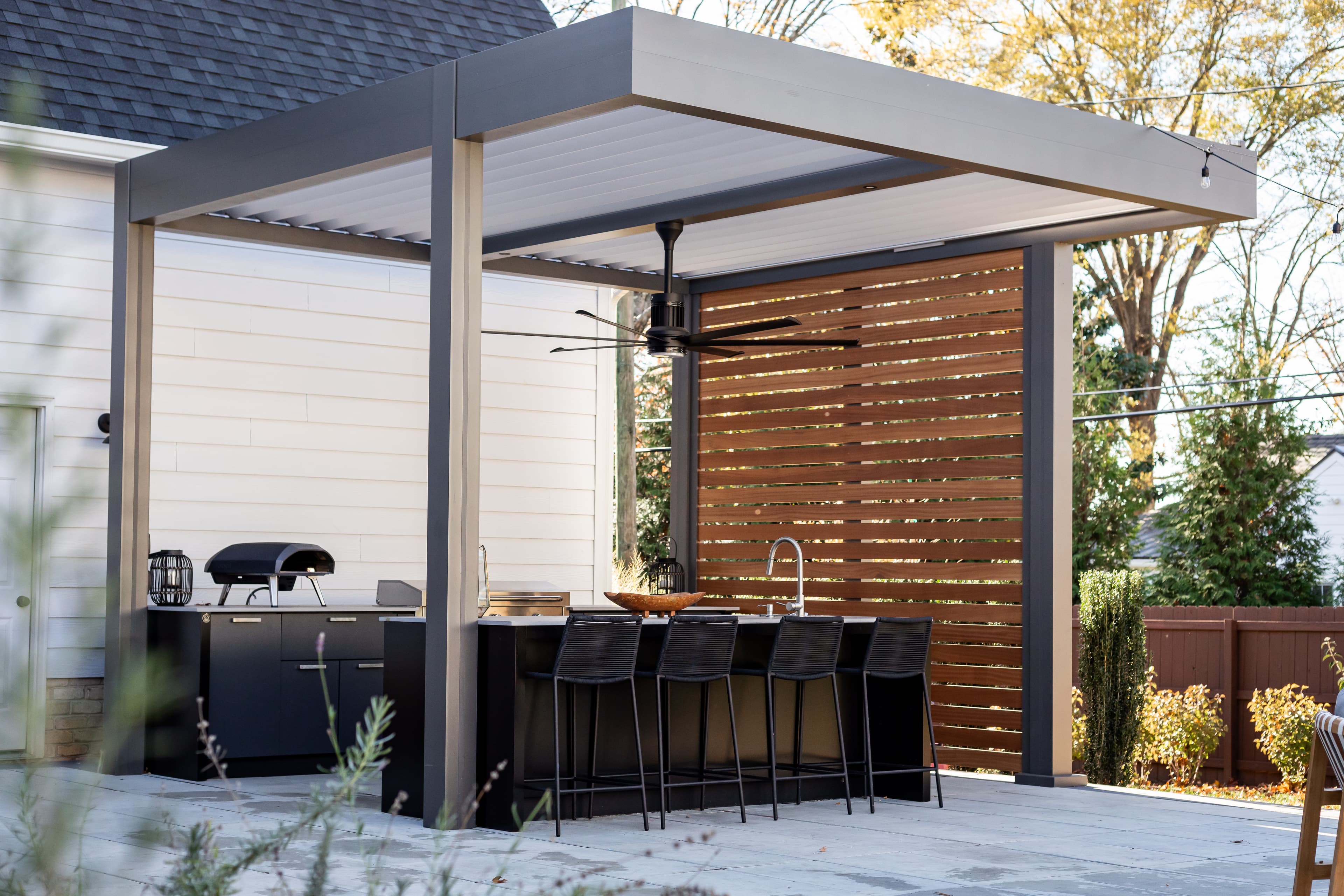 Louvered pergola system