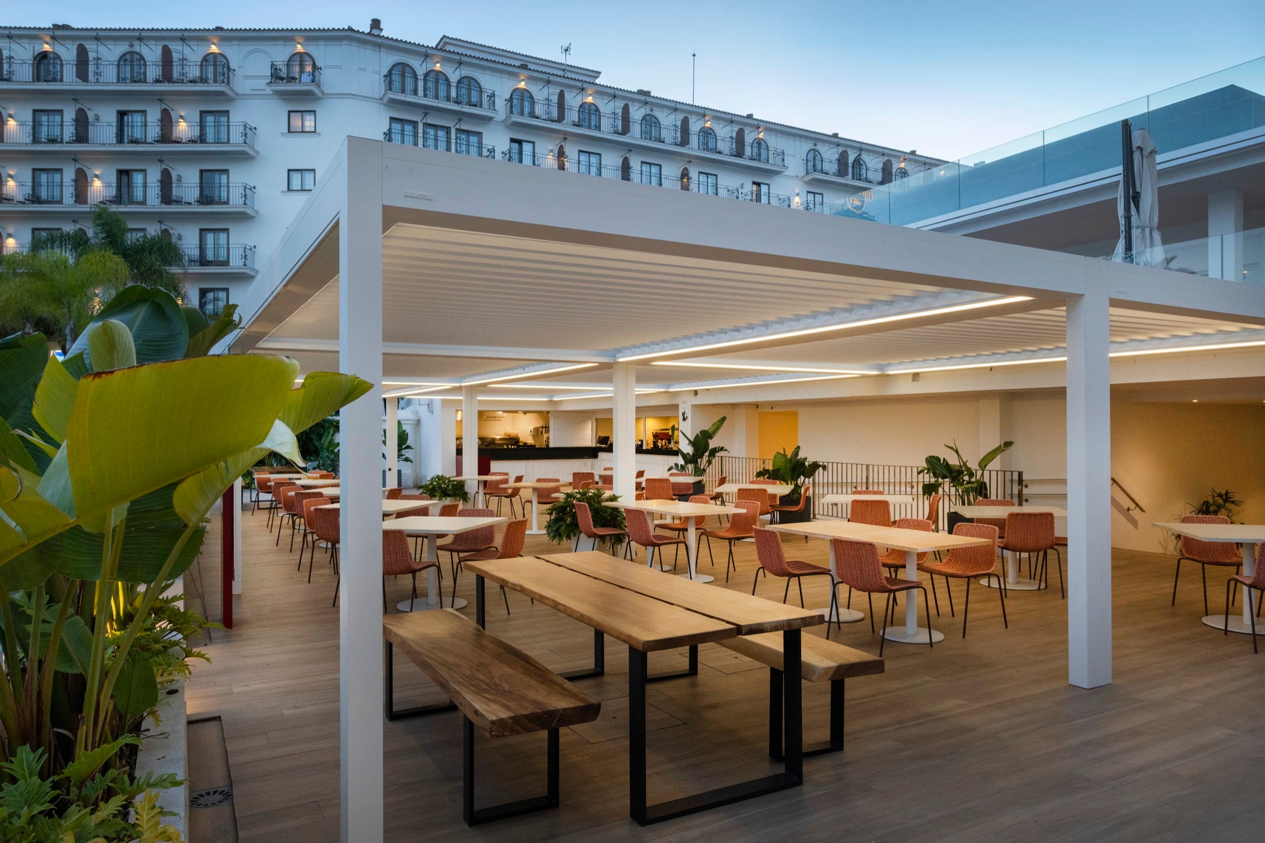 Commercial patio and hospitality outdoor dining area