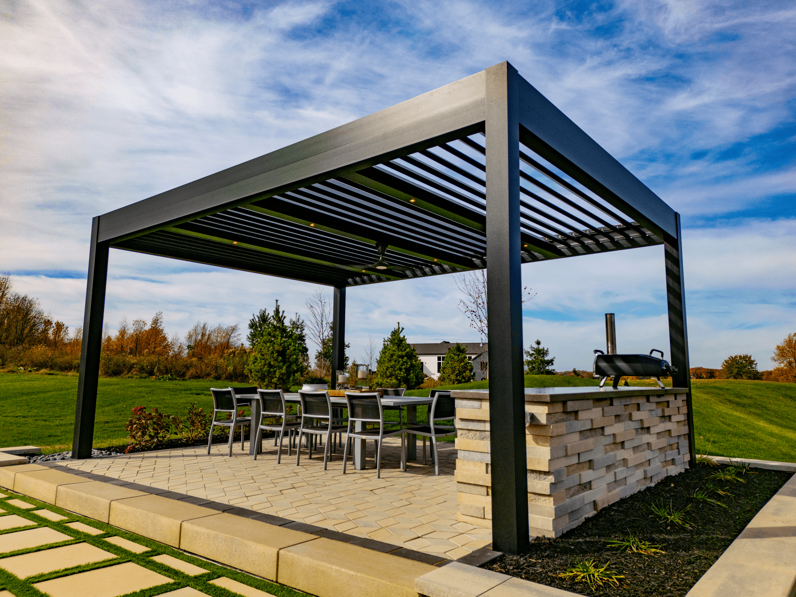 residential black r blade outdoor dining pool