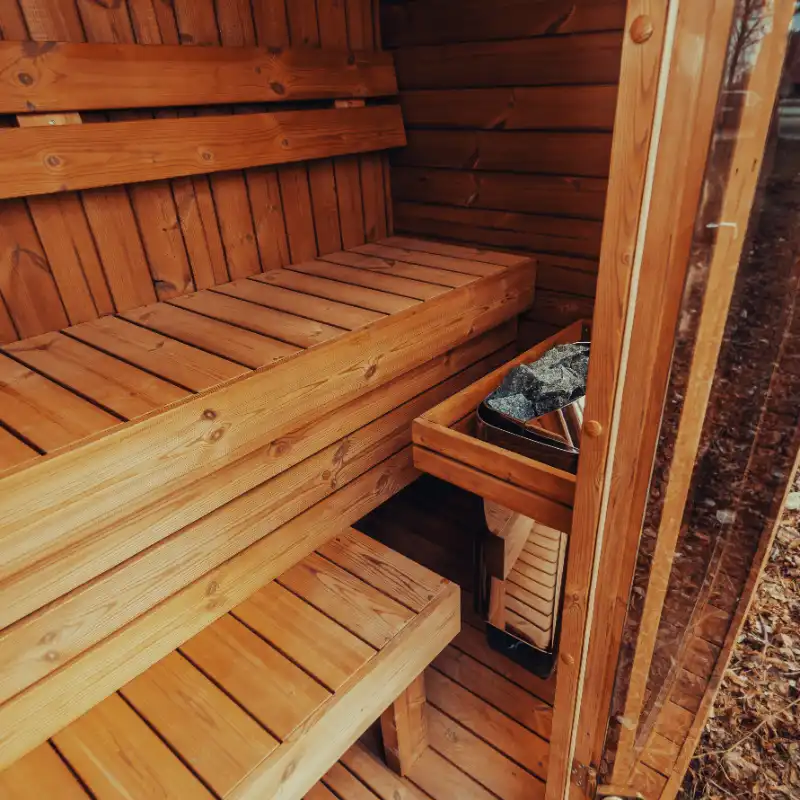 Outdoor sauna cabin exterior